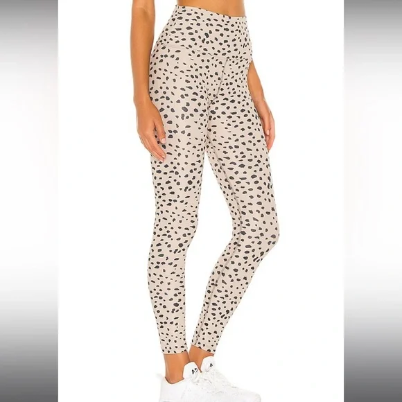 Beach Riot Taupe Spot Animal Print Ribbed Ayla Leggings - Picture 3 of 10
